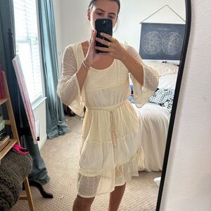 Vintage Cream Lace Dress with Belt